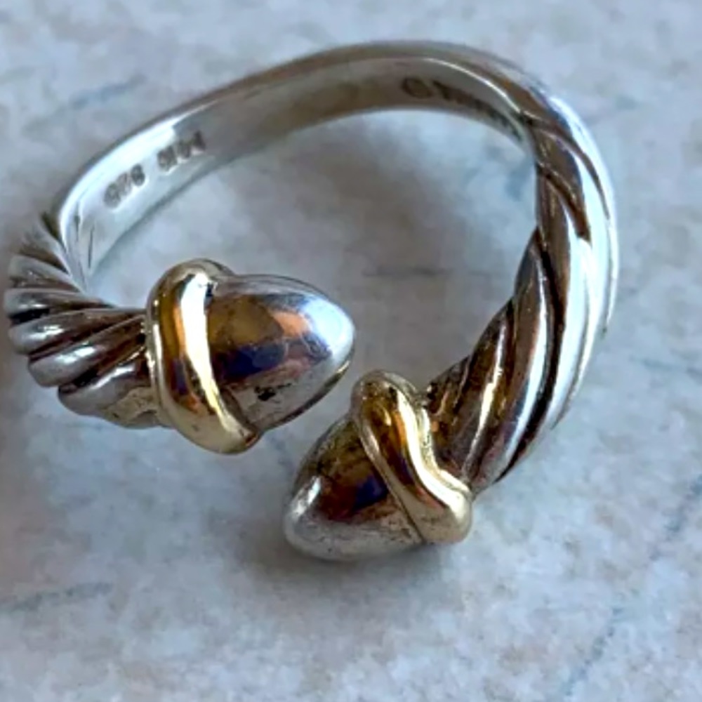 Kabana Sterling Silver 14k Yellow Gold Ring Size 7